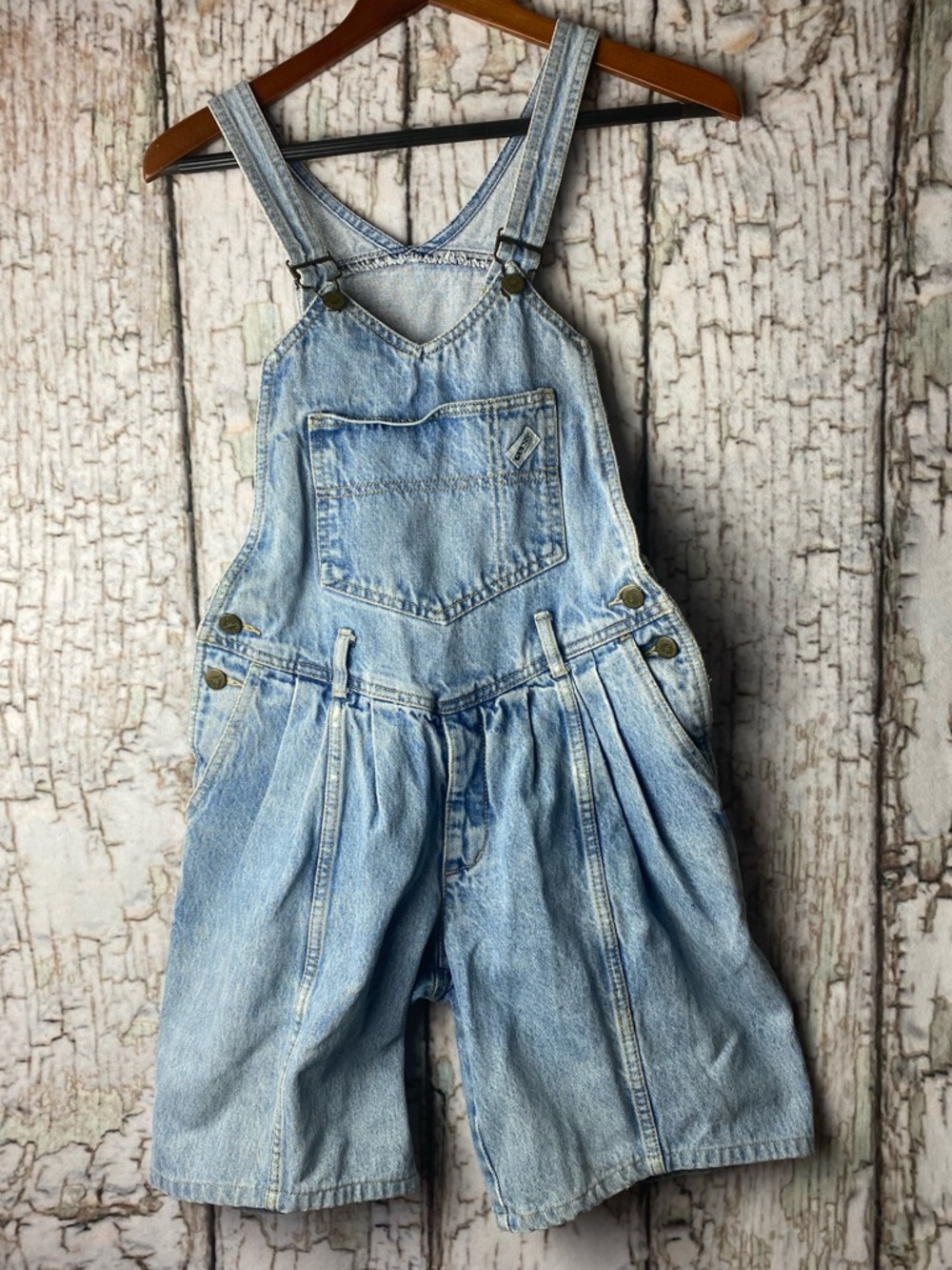 Vintage 80s rollerskating mall Guess Jeans Shorts Light Blue Denim Overalls 1